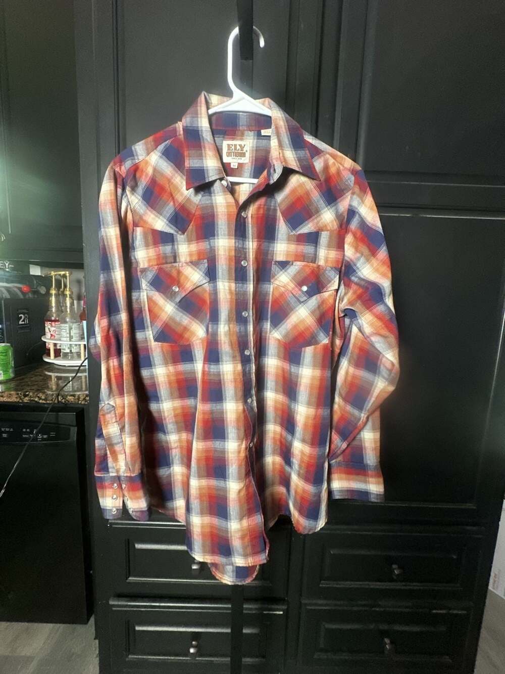 Ely Cattleman Men's Plaid Long Sleeve Western Pearl Snap Shirt#930
